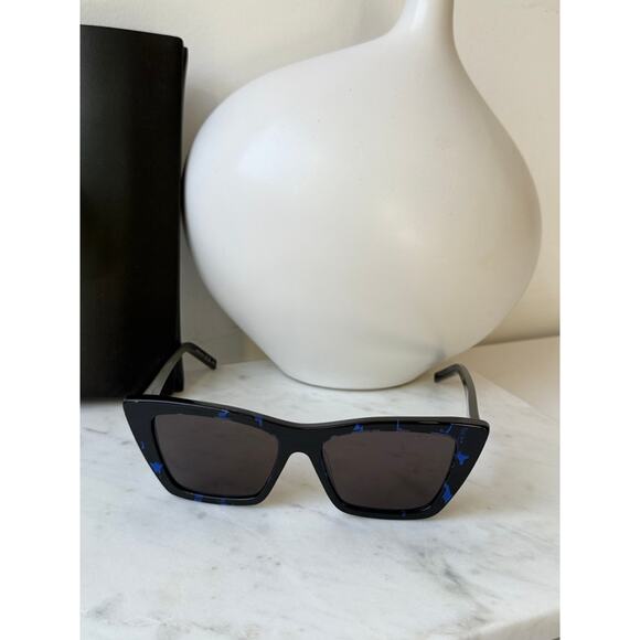 NEW Saint Laurent SL276 Mica Blue Havana Cat Eye Sunglasses - Picture 6 of 8